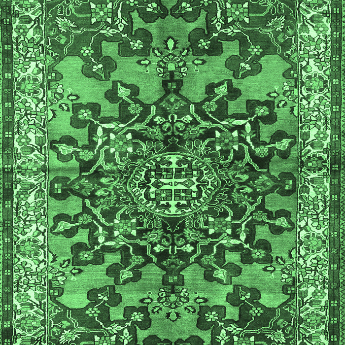 Machine Washable Medallion Emerald Green Traditional Area Rugs, wshtr3353emgrn