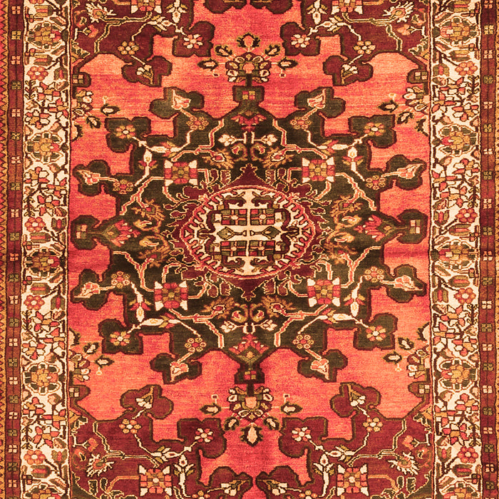 Serging Thickness of Machine Washable Medallion Orange Traditional Area Rugs, wshtr3353org