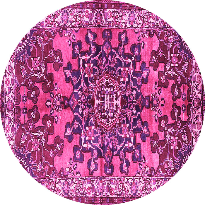 Round Medallion Pink Traditional Rug, tr3353pnk