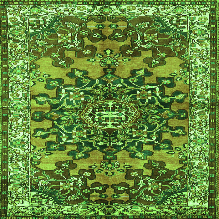 Round Machine Washable Medallion Green Traditional Area Rugs, wshtr3353grn