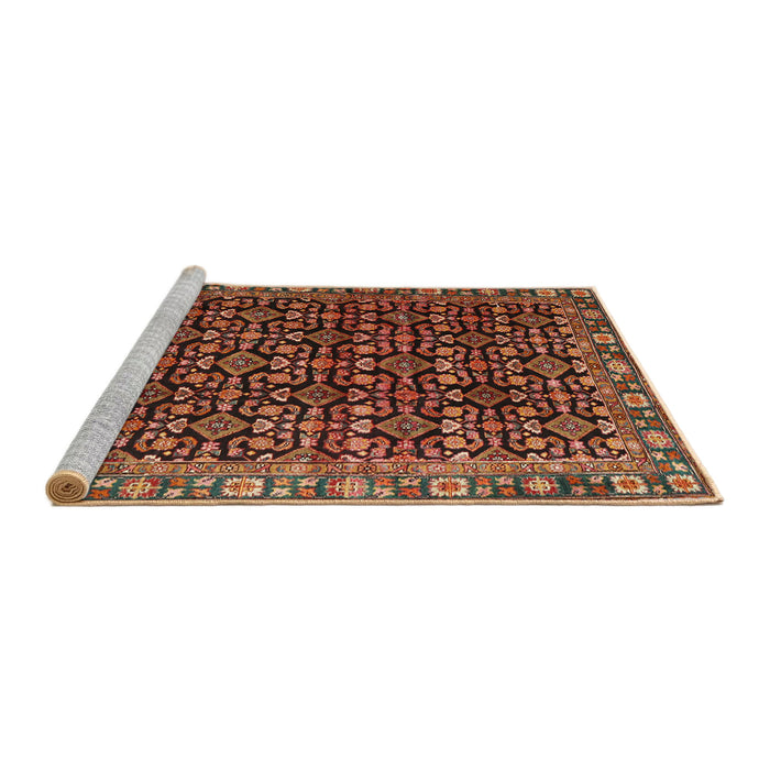 Sideview of Machine Washable Traditional Saffron Red Rug, wshtr3354