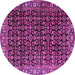 Round Machine Washable Persian Purple Traditional Area Rugs, wshtr3354pur