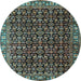 Round Machine Washable Persian Light Blue Traditional Rug, wshtr3354lblu