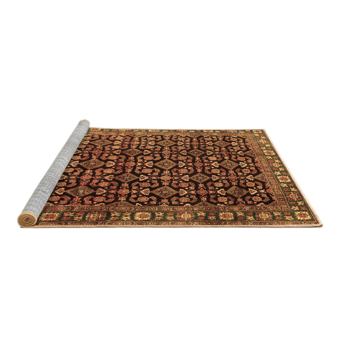Sideview of Machine Washable Persian Brown Traditional Rug, wshtr3354brn