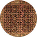 Round Machine Washable Persian Brown Traditional Rug, wshtr3354brn