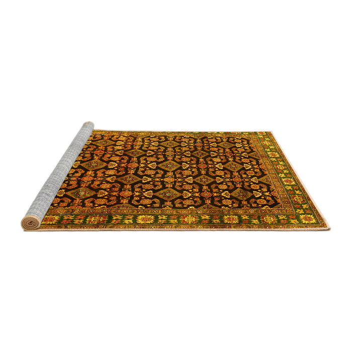 Sideview of Machine Washable Persian Yellow Traditional Rug, wshtr3354yw