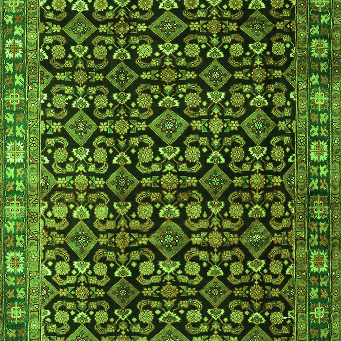 Serging Thickness of Machine Washable Persian Green Traditional Area Rugs, wshtr3354grn