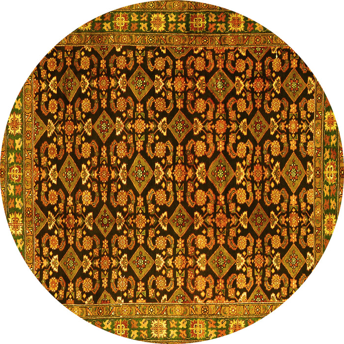 Round Persian Yellow Traditional Rug, tr3354yw