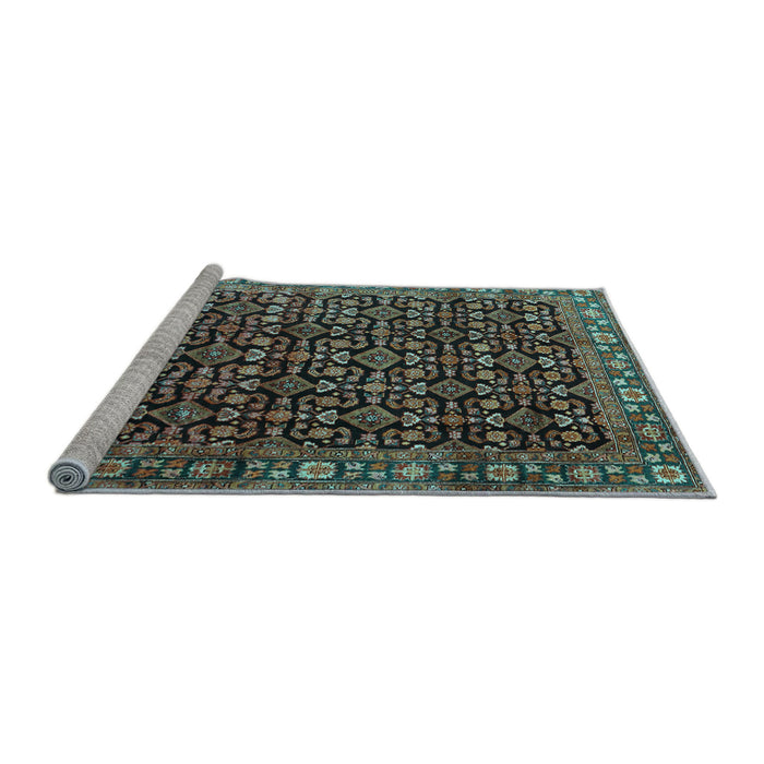 Sideview of Machine Washable Persian Light Blue Traditional Rug, wshtr3354lblu