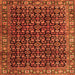 Round Machine Washable Persian Orange Traditional Area Rugs, wshtr3354org