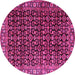 Round Machine Washable Persian Pink Traditional Rug, wshtr3354pnk