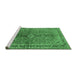 Sideview of Machine Washable Medallion Emerald Green Traditional Area Rugs, wshtr3355emgrn