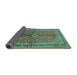 Sideview of Medallion Turquoise Traditional Rug, tr3355turq