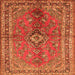 Serging Thickness of Medallion Orange Traditional Rug, tr3355org