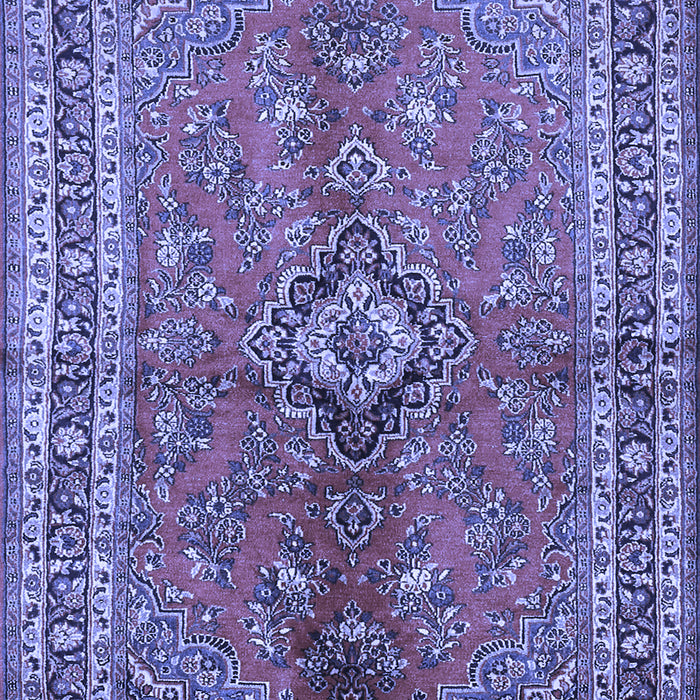 Machine Washable Medallion Blue Traditional Rug, wshtr3355blu