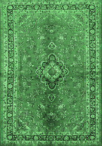 Medallion Emerald Green Traditional Rug, tr3355emgrn