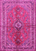 Machine Washable Medallion Pink Traditional Rug, wshtr3355pnk