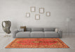 Machine Washable Medallion Orange Traditional Area Rugs in a Living Room, wshtr3355org