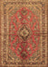 Machine Washable Medallion Brown Traditional Rug, wshtr3355brn