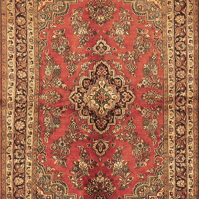 Machine Washable Medallion Brown Traditional Rug, wshtr3355brn