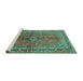 Sideview of Machine Washable Medallion Turquoise Traditional Area Rugs, wshtr3355turq