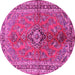 Round Medallion Pink Traditional Rug, tr3355pnk