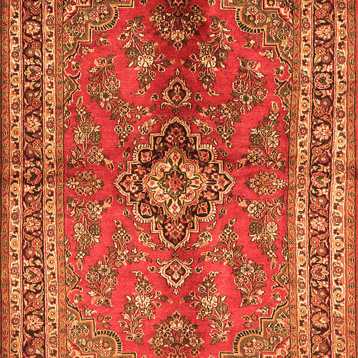 Serging Thickness of Machine Washable Medallion Orange Traditional Area Rugs, wshtr3355org