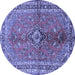 Round Medallion Blue Traditional Rug, tr3355blu