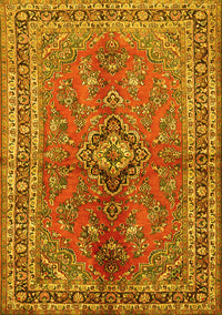 Medallion Yellow Traditional Rug, tr3355yw