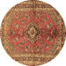 Round Medallion Brown Traditional Rug, tr3355brn