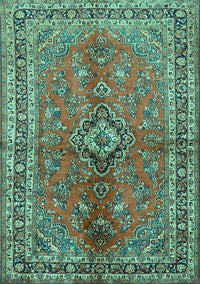 Medallion Turquoise Traditional Rug, tr3355turq