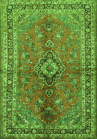 Medallion Green Traditional Rug, tr3355grn