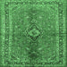 Square Medallion Emerald Green Traditional Rug, tr3355emgrn