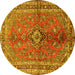 Round Medallion Yellow Traditional Rug, tr3355yw