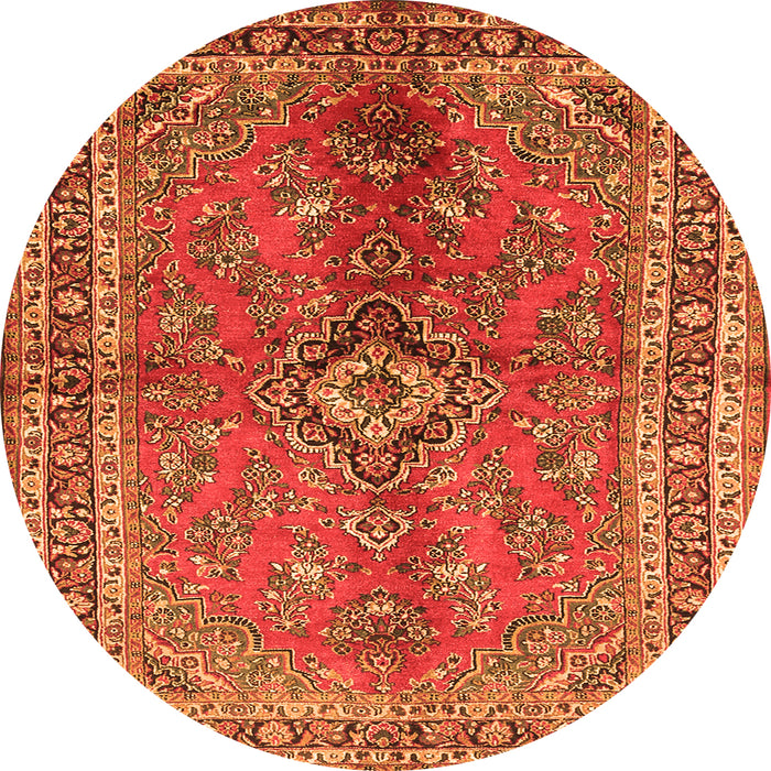 Square Medallion Orange Traditional Rug, tr3355org
