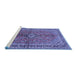 Sideview of Machine Washable Medallion Blue Traditional Rug, wshtr3355blu