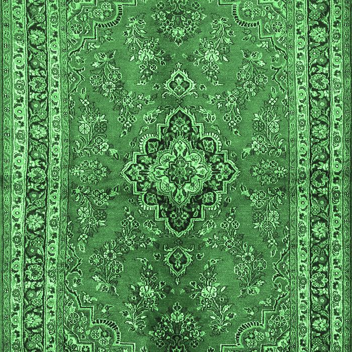 Machine Washable Medallion Emerald Green Traditional Area Rugs, wshtr3355emgrn
