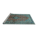 Sideview of Machine Washable Medallion Light Blue Traditional Rug, wshtr3355lblu