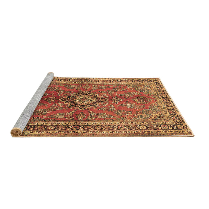 Sideview of Machine Washable Medallion Brown Traditional Rug, wshtr3355brn