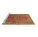 Sideview of Machine Washable Medallion Brown Traditional Rug, wshtr3355brn