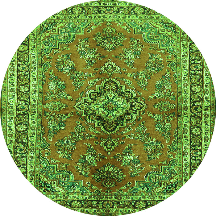 Square Medallion Green Traditional Rug, tr3355grn