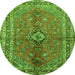 Square Medallion Green Traditional Rug, tr3355grn