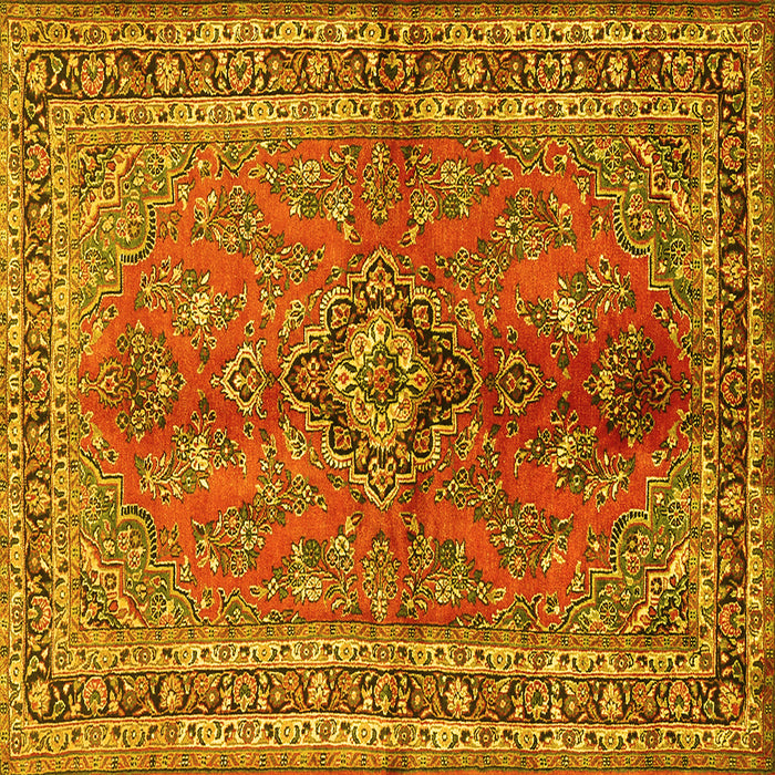 Square Medallion Yellow Traditional Rug, tr3355yw