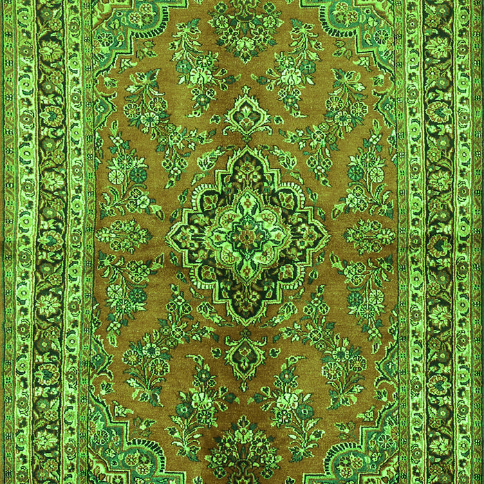 Serging Thickness of Machine Washable Medallion Green Traditional Area Rugs, wshtr3355grn