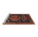 Sideview of Machine Washable Traditional Chestnut Brown Rug, wshtr3356