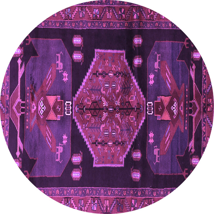 Round Machine Washable Animal Purple Traditional Area Rugs, wshtr3356pur