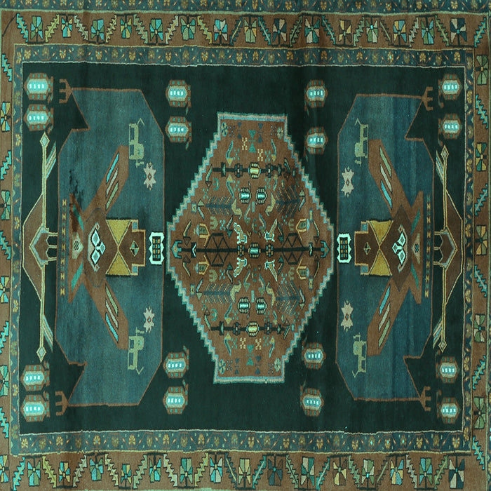 Square Animal Turquoise Traditional Rug, tr3356turq