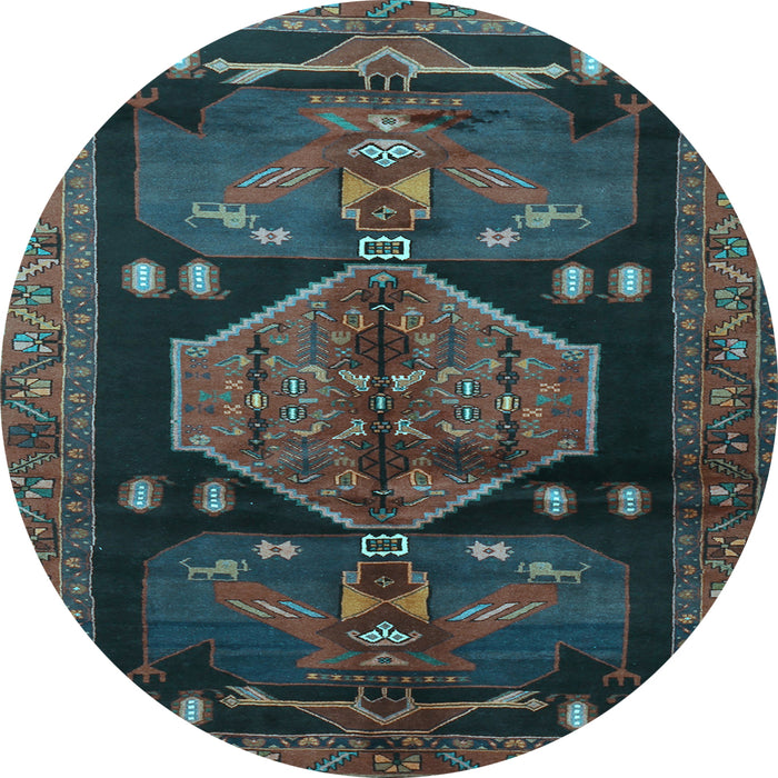 Round Animal Light Blue Traditional Rug, tr3356lblu