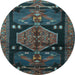 Round Animal Light Blue Traditional Rug, tr3356lblu