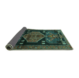 Sideview of Animal Turquoise Traditional Rug, tr3356turq